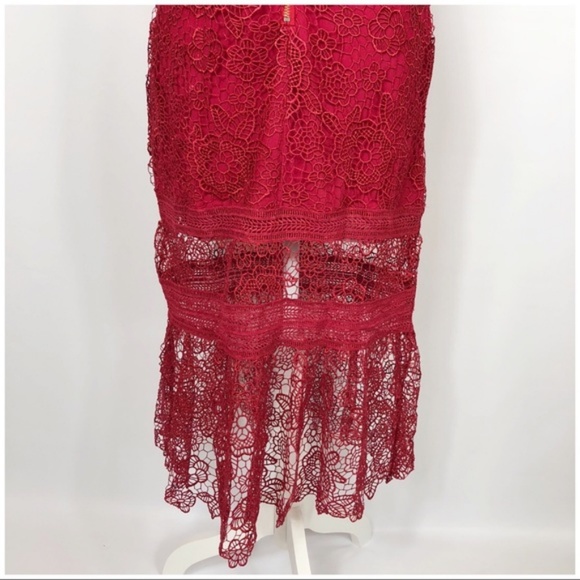 NWT Floral Lace Red Midi Sexy Slip Dress Size Medium - Picture 6 of 8